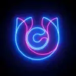 Corsa-logo in neonlicht op donkere achtergrond.
